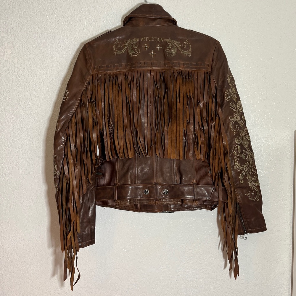 AFFLICTION RARE!! Leather Adventurous Traveler Women's Sample Jacket Sz S NWOT